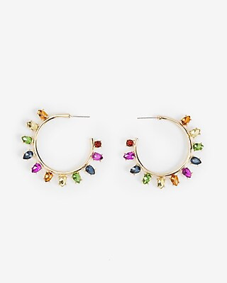 Colored Gem Hoop Earrings | Express