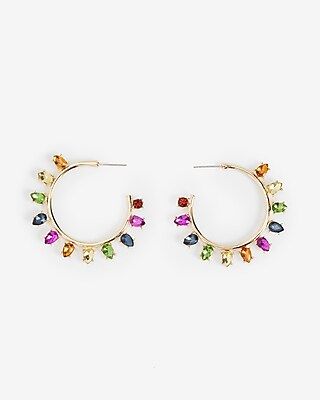 Colored Gem Hoop Earrings | Express