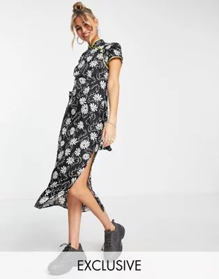 COLLUSION short sleeve midi dress with side split in floral print | ASOS (Global)