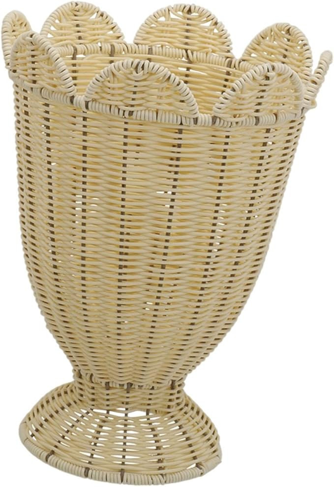 Woven Flower Vase, Desk Ornament, Decorative Basket, Floral Container for Office, L | Amazon (US)