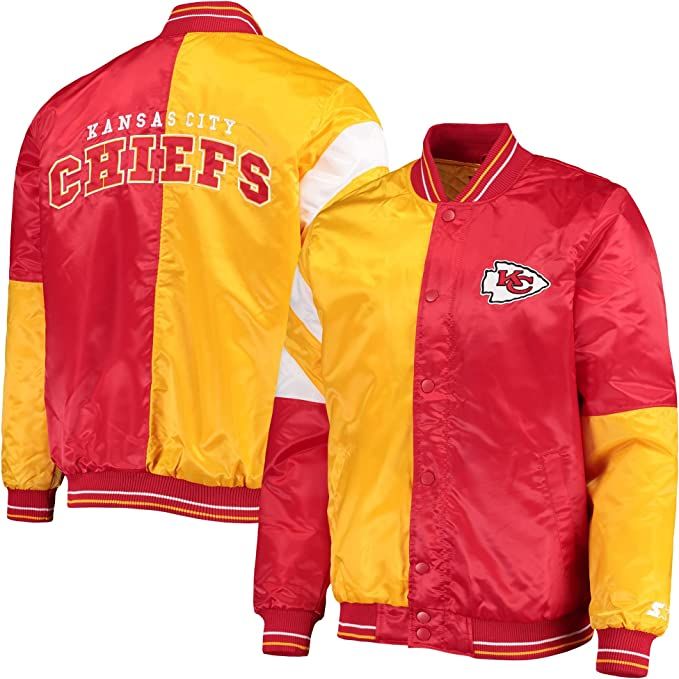 Starter Men's Red/Yellow Kansas City Chiefs Leader Varsity Satin Full-Snap Jacket | Amazon (US)