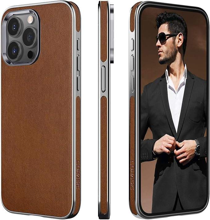 LOHASIC for iPhone 15 Pro Leather Case, Business Luxury Classic PU Leather Elegant Designer Men C... | Amazon (US)