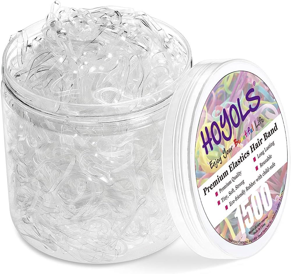 HOYOLS Clear Elastic Hair Rubber Bands, 1500pcs Mini Small Clear Ponytail Elastics Holders for Bl... | Amazon (US)