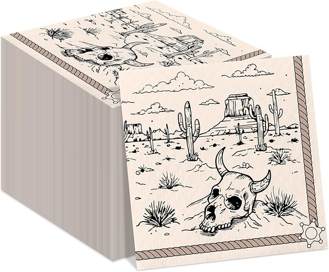 50Pcs Western Party Napkins Cowboy Birthday Supplies Rodeo Themed Decorations Cowboy Disposable P... | Amazon (US)
