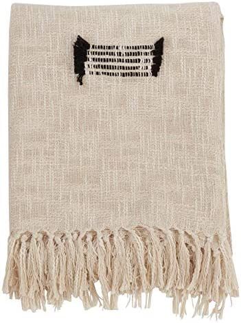 SARO LIFESTYLE Fringe Line Throw Blanket, Natural, 50"" x60 (TH802.N5060) | Amazon (US)