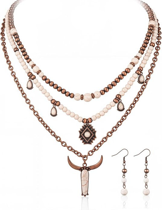 Montana West Rustic Couture's Western Jewelry Set for Women Cowgirl Vintage Western Necklace Earr... | Amazon (US)