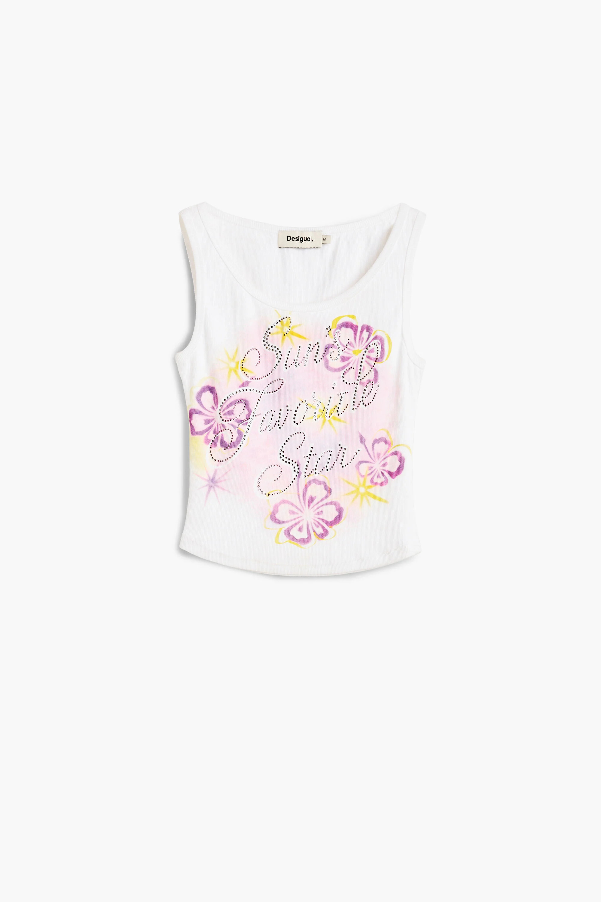 Printed strappy t-shirt white Women's I Desigual.com | Desigual (UK/IT)