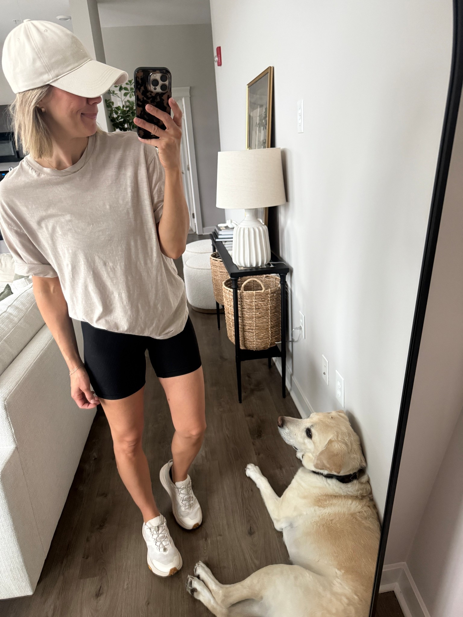 Wearing 4 bike shorts, medium bra top, XS oversized tee, sneakers tts

#LTKOver40 #LTKActive #LTKStyleTip