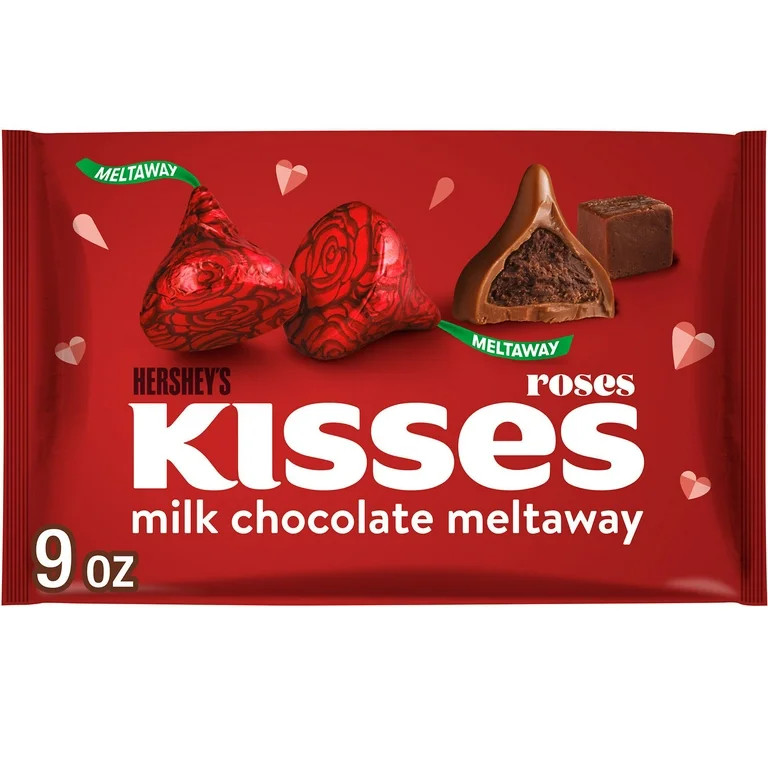 HERSHEY'S KISSES Milk Chocolate Meltaway, Valentine's Candy Bag, 9 oz | Walmart (US)