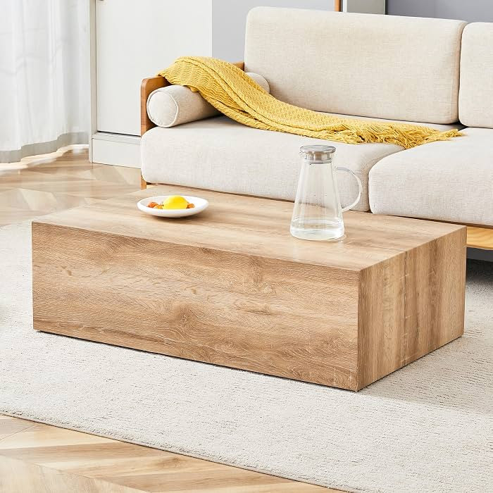 Coffee Table for Living Room, Solid Wood Center Table, No Assembly Coffee Table, Wood Coffee Tabl... | Amazon (US)