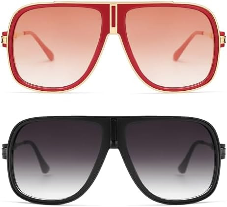 Retro Aviator Sunglasses for Women Men Oversized 70s 90s Square Womens Mens Sunnies AP3683 | Amazon (US)