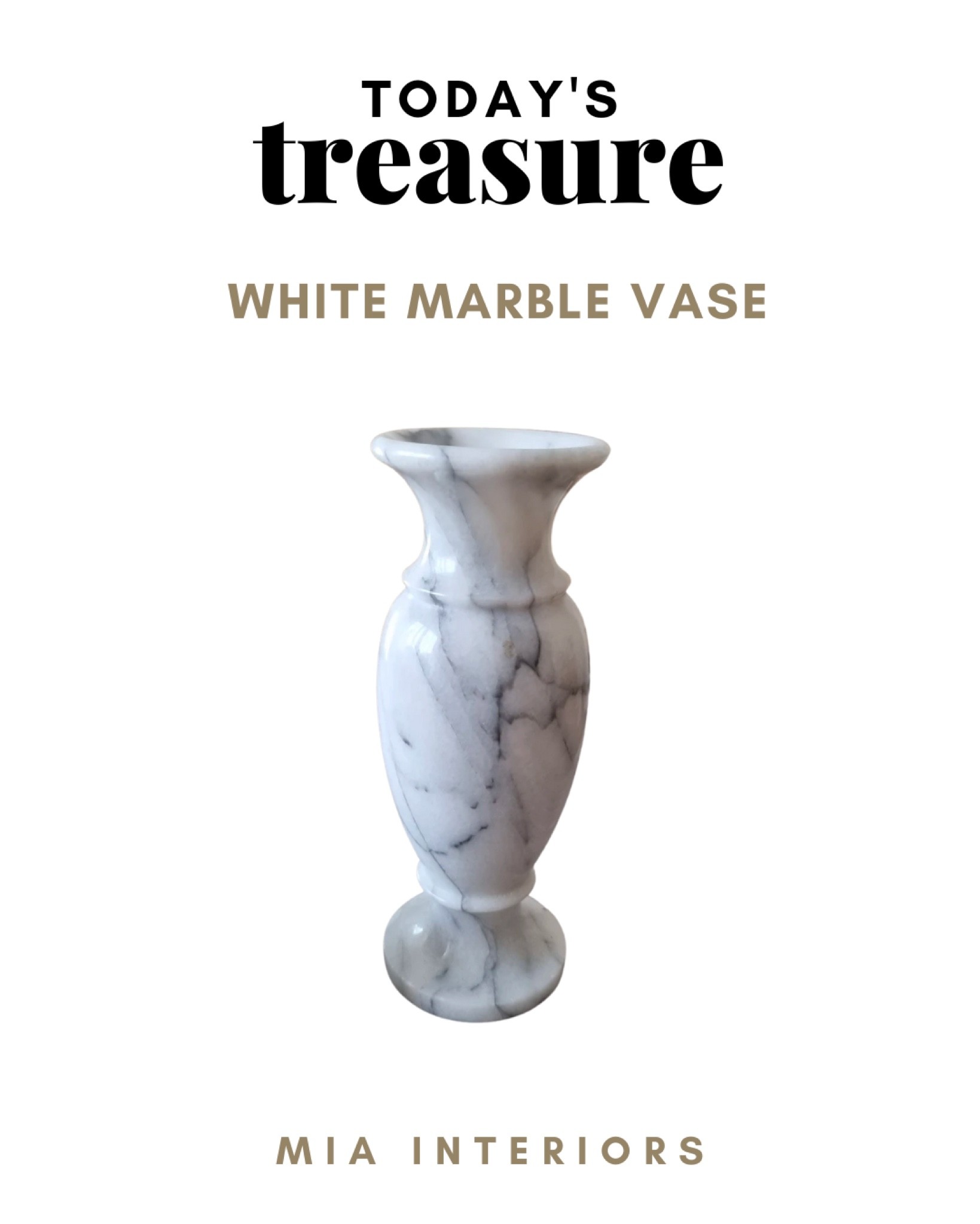 Todays treasure : white marble vase

#todaystreasure #whitemarble #marblevase #etsy #thrifting #antiques

#LTKSeasonal #LTKhome #LTKunder50
