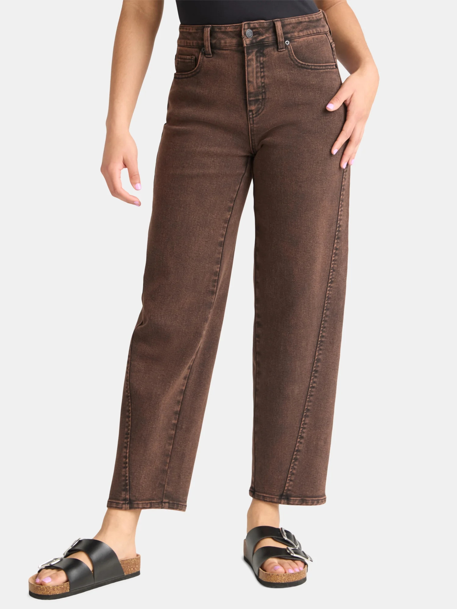 Time and Tru Women's High Rise Barrel Jeans, 26.5" Inseam, Sizes 0-20 | Walmart (US)
