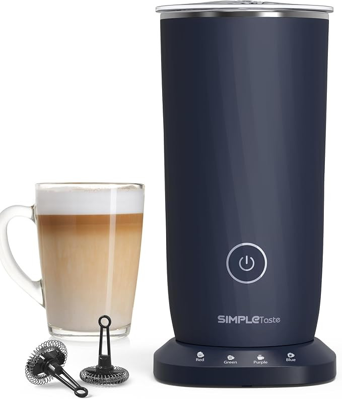 SIMPLETASTE Milk Frother, 4-in-1 Electric Automatic Milk Steamer, Dark Blue | Warm and Cold Foam ... | Amazon (US)