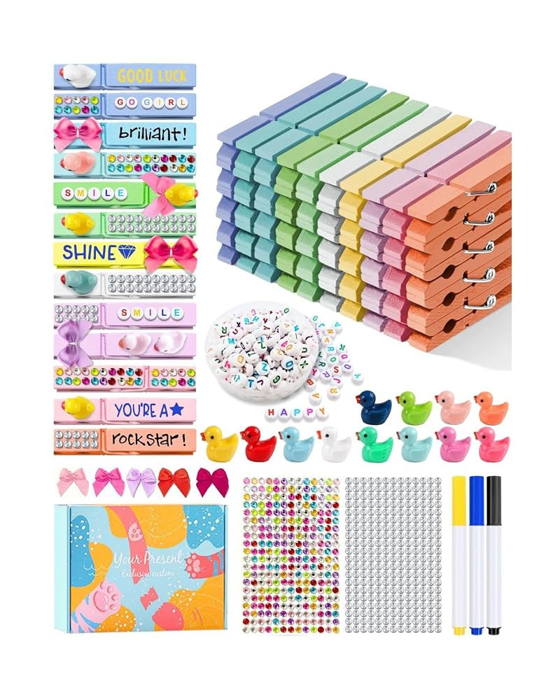 Cheer Pins for Backpack Cheer Stuff Kit 50 Macaron Colored Clothes Pins with Mini Resin Ducks Bow... | Amazon (US)