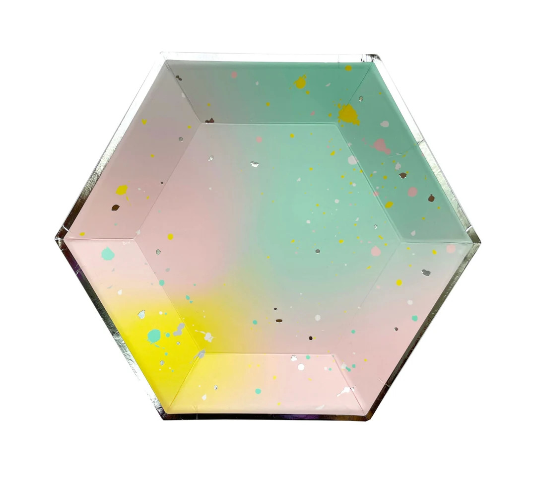 Pastel Ombre Rainbow Party Plates Large - Easter Birthday Party Tableware, Unicorn Party Plates, ... | Etsy (US)