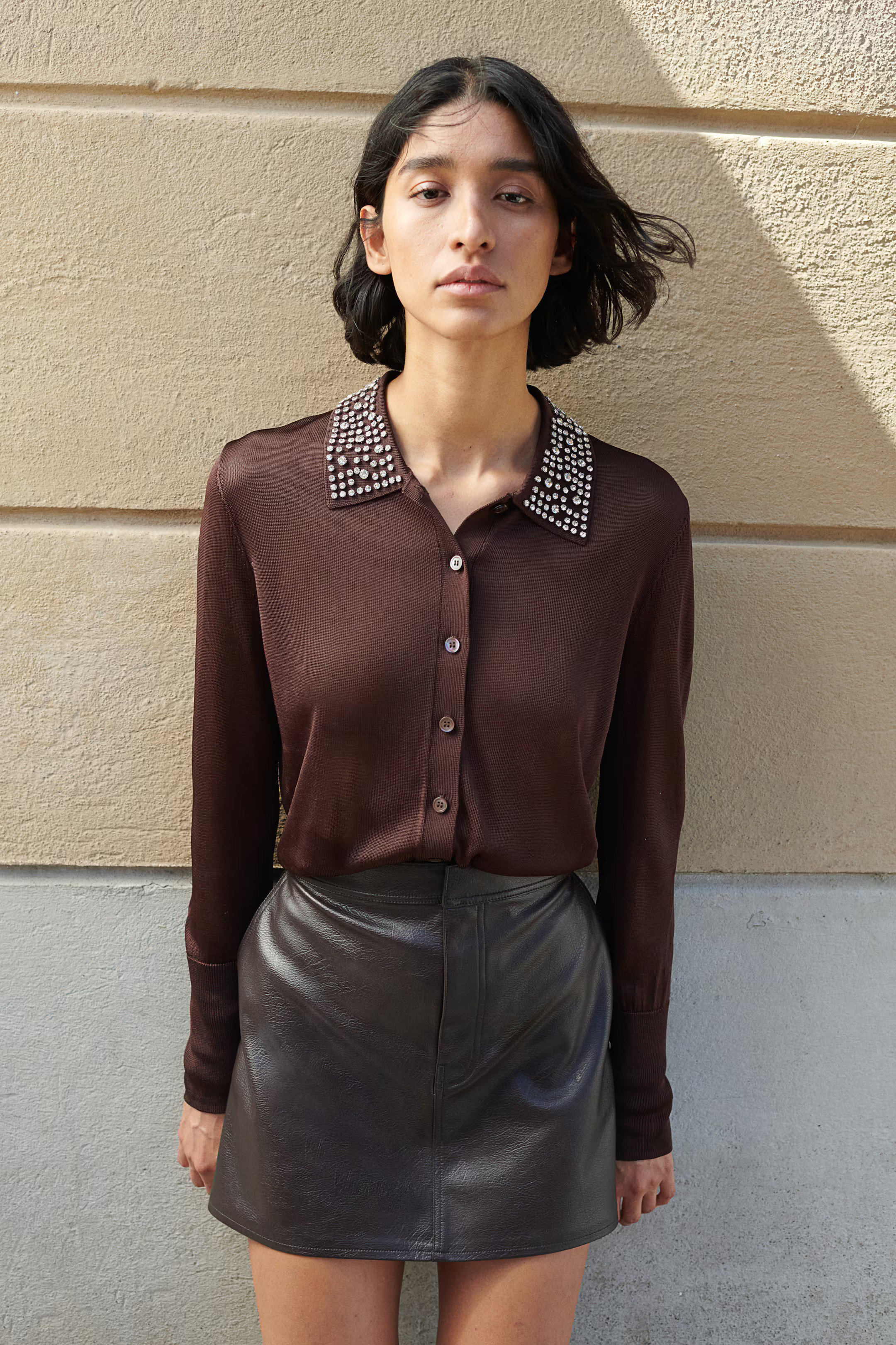 Coated mini skirt | H&M (UK, MY, IN, SG, PH, TW, HK)