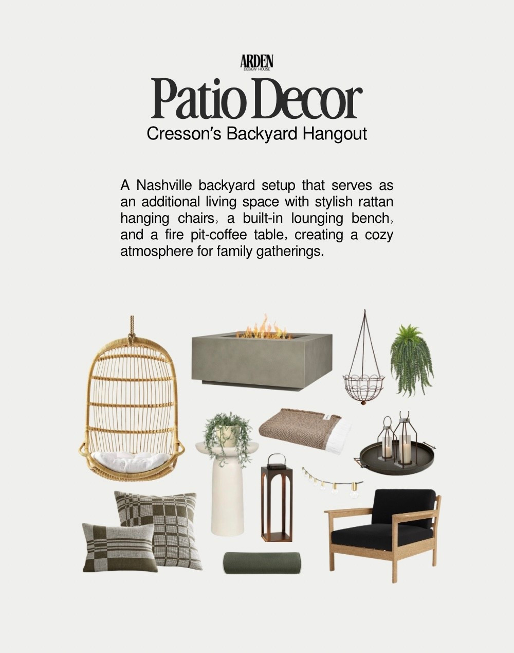 If you’re designing a cozy backyard patio this year, these are some of our favorite finds. ✨

This setup mixes a rattan hanging chair, neutral plaid outdoor pillows, lantern lighting, and a modern concrete fire pit table to create the perfect outdoor hangout space. It feels relaxed, warm, and layered without being cluttered.

We linked everything here so you can easily recreate this patio look for your own backyard, deck, or outdoor lounge area. The fire pit table and hanging chair are especially good finds. 💅🏻

Tap to shop the full patio setup, save this for your summer backyard plans, and follow for more outdoor decor inspiration.

#patiodecor #backyardideas #outdoorliving #outdoorfurniture #backyarddesign #patioinspo #summerpatio

#LTKSeasonal #LTKspringtrends #LTKHome
