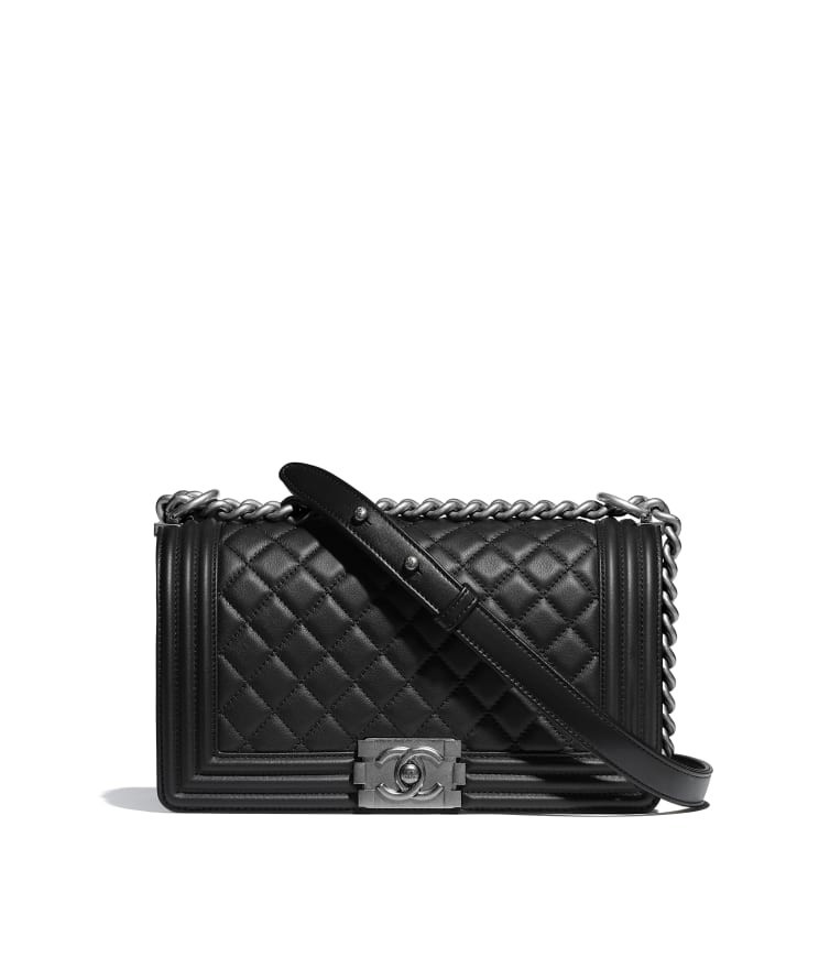 Calfskin & Ruthenium-Finish Metal Black BOY CHANEL Handbag | CHANEL | Chanel, Inc. (US)