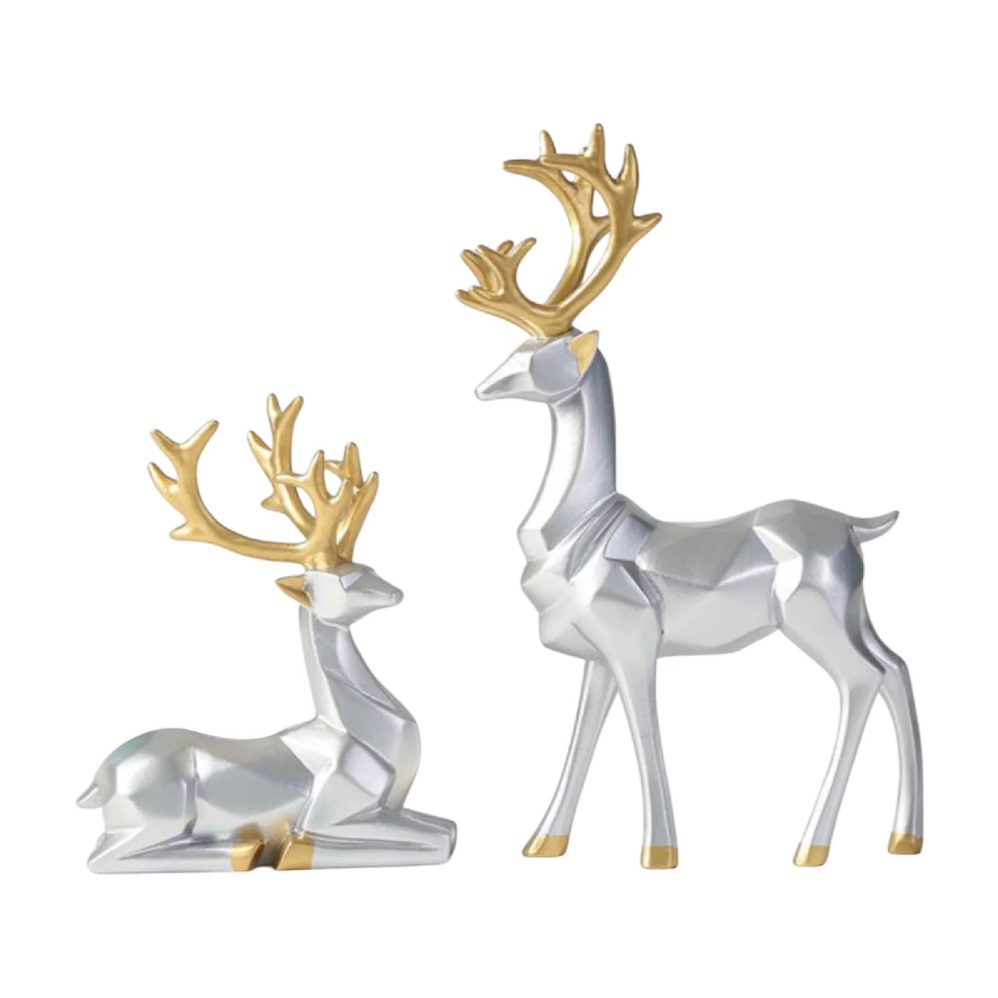 Frecoccialo Christmas Reindeer Figurines Nordic Small Resin Sitting Standing Deer Statues - Walma... | Walmart (US)