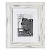 Malden International Designs Whitman White Wash Matted Wood Picture Frame, 5x7/8x10, White | Amazon (US)