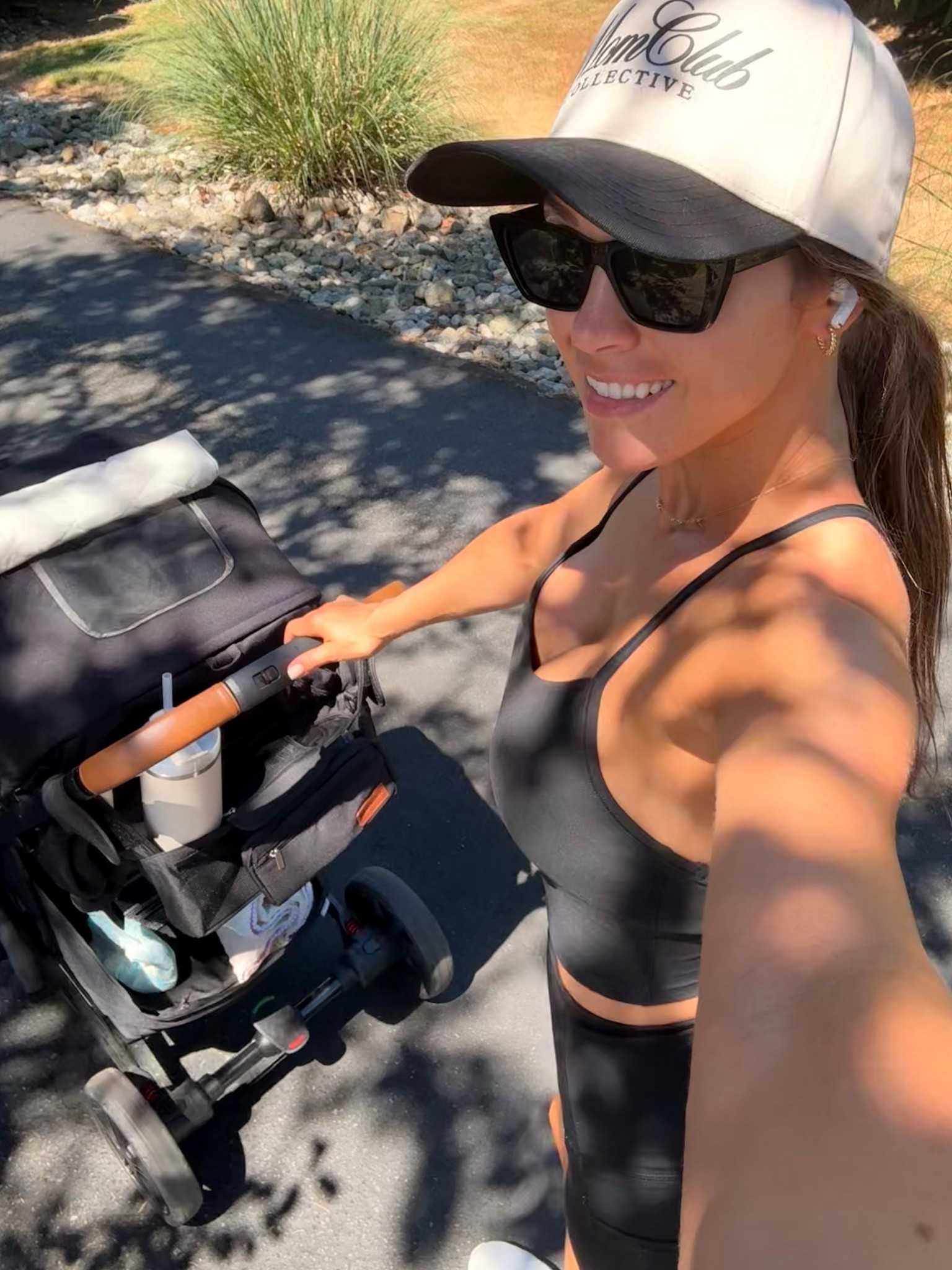 Amazon size small in top and bottom hat from Amazon and stroller atttachment 