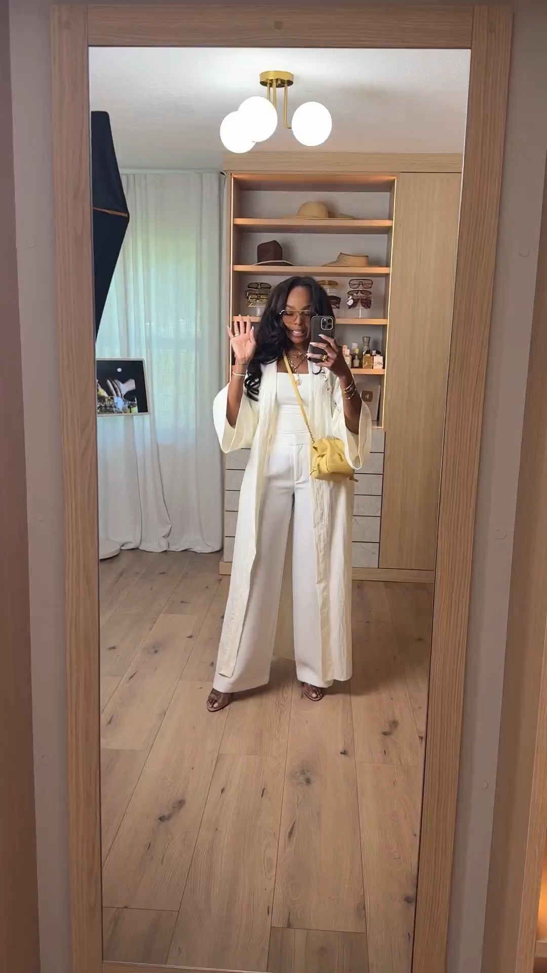 Scroll to shop this chic neutral layered look 🤍

Flowy wide-leg pants paired with a sleek base and a lightweight duster creates that effortless, elevated vibe. Perfect for layering and re-styling different ways, making it a timeless piece you’ll keep reaching for—keeping your cost per wear low.

Perfect for travel, brunch, casual luxe moments, and day-to-night looks.

📏 Measurements: 5’4”, 140 lbs, 34D bust, 27” waist, 40” hips

Follow me on Instagram and YouTube @kirasfashionfinds

