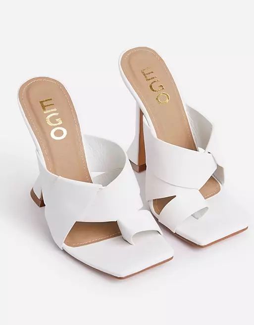 Ego Power Moves twist front heel mule sandals in white | ASOS (Global)