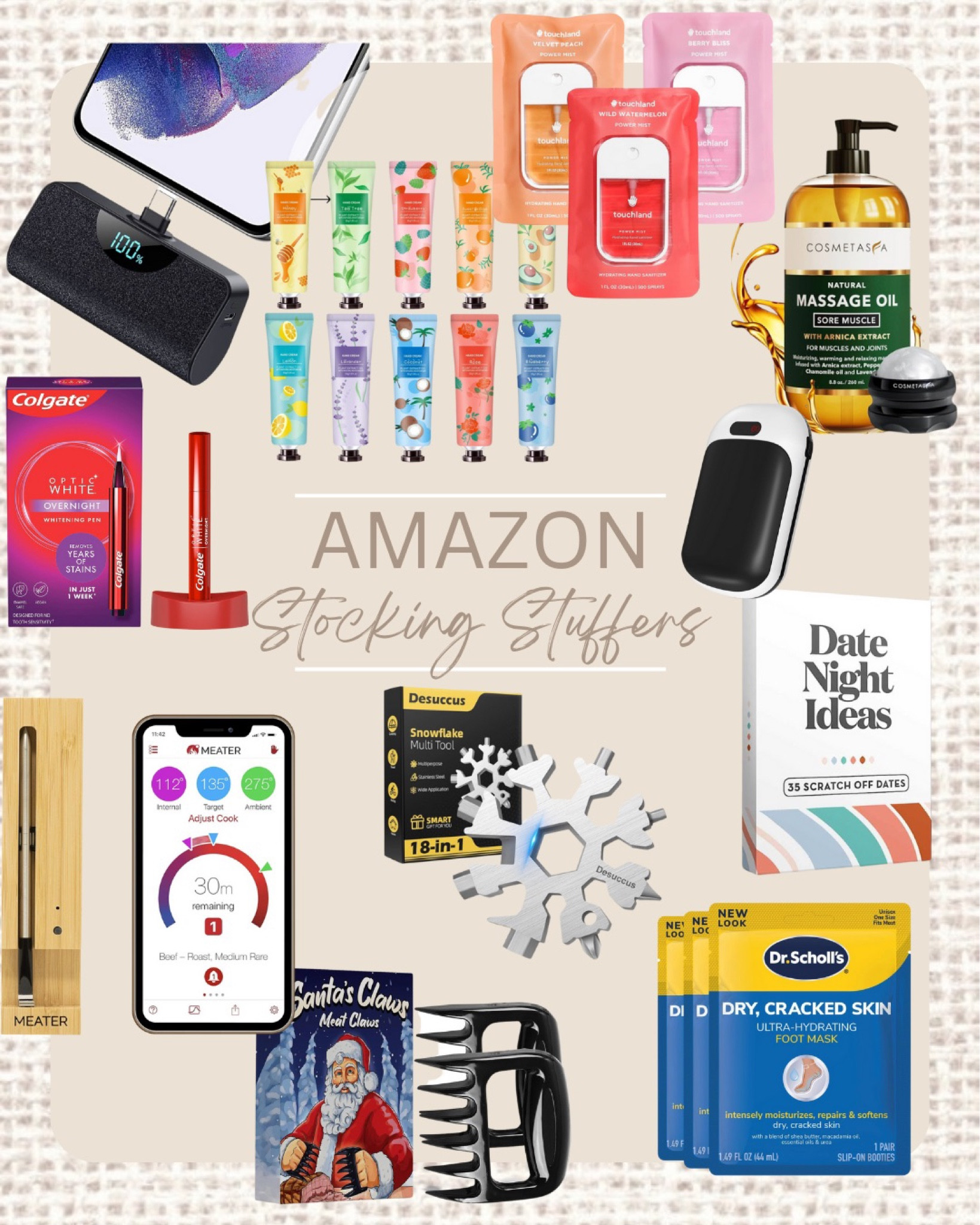 GIFT GUIDE- AMAZON STOCKING STUFFERS FOR ADULTS

Stocking stuffer ideas, affordable stocking stuffers, amazon gifts, touchland hand sanitizer, hand cream, date night ideas book, electric hand warmers, massage oil with roller ball, wireless meat thermometer, wireless portable charger, teeth whitening kit, dr scholls foot mask, meat shredding claws, stocking stuffers for her, stocking stuffers for him, snowflake multi tool, tool for him



#LTKHoliday #LTKfindsunder50 #LTKGiftGuide