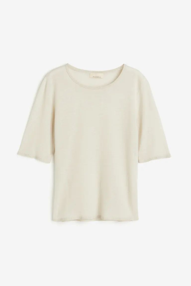 Cashmere-blend Top - Light beige - Ladies | H&M US | H&M (US + CA)