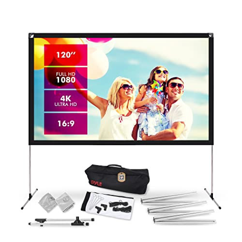 Pyle Projector Screen with Stand - 120'' 16:9 HD 4K Portable Lightweight Freestanding Foldable Indoor Outdoor Movie Projection Display with Frame for Home Theater | Amazon (US)