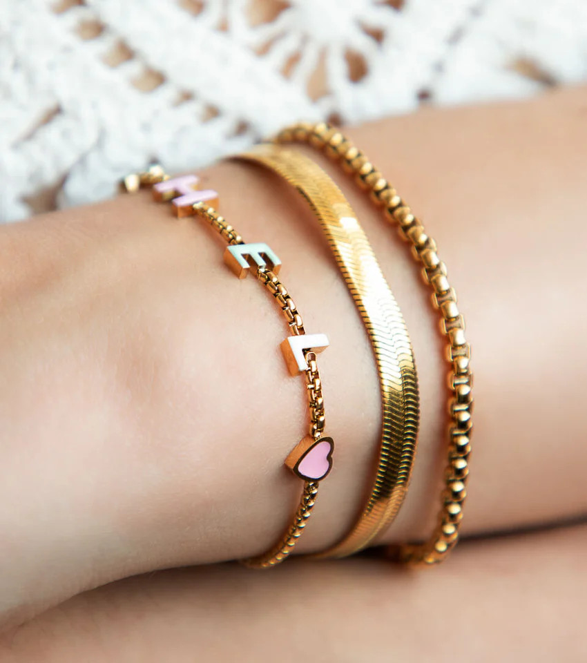 Custom Enamel Name Bracelet (Gold) | Abbott Lyon