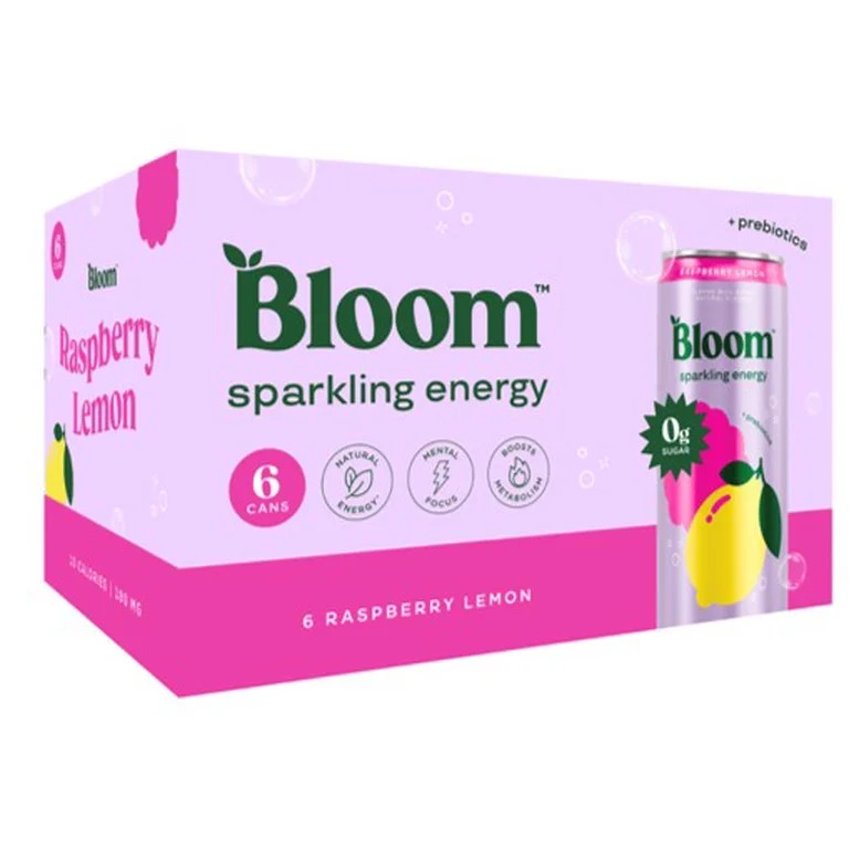 Bloom Sparkling Energy Raspberry Lemon 6pk 12oz Cans | Walmart (US)
