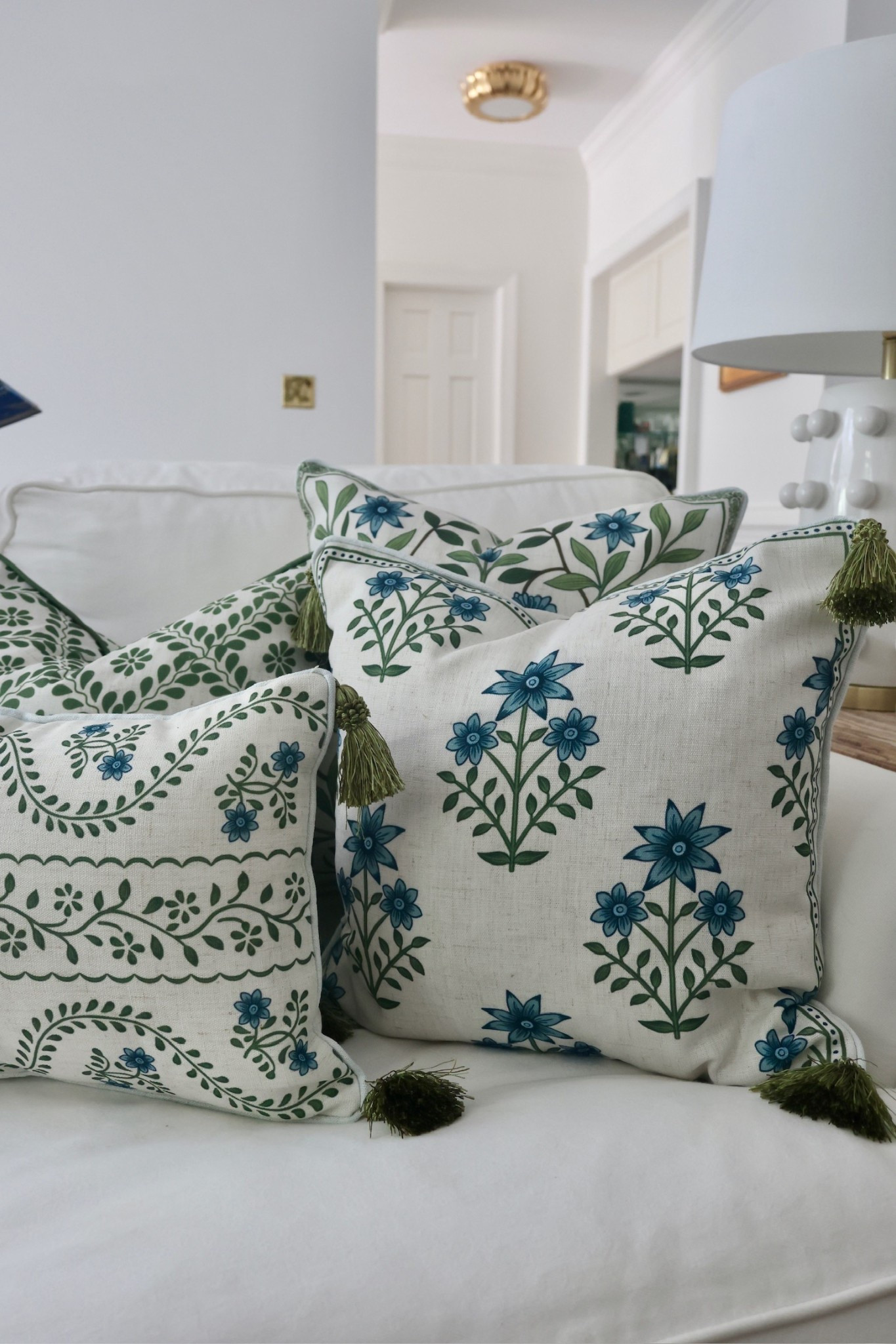 Blue and green throw pillow set to make mixing and matching effortless in a grandmillennial home and living room.

#LTKStyleTip #LTKSeasonal #LTKHome