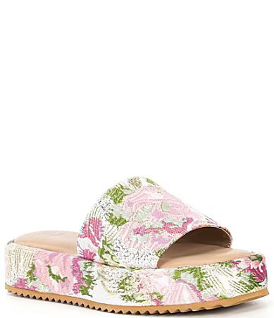 Dune London Lanie Floral Jacquard Banded Slip-On Platform Sandals - 41(11) | Dillard's