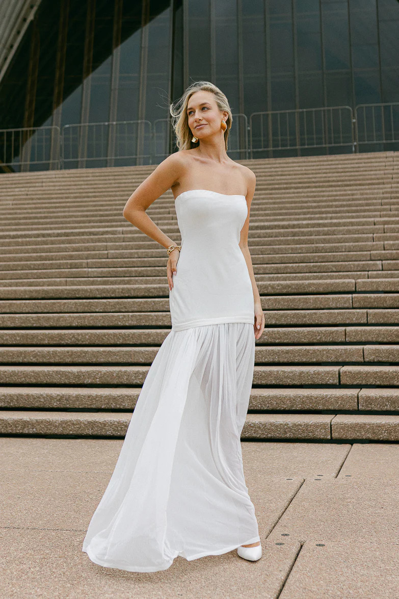 Unforgettable Strapless Maxi Dress with Sheer Skirt | Confête