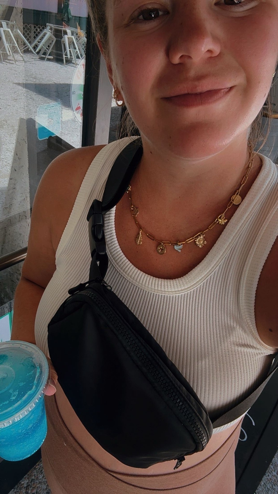 Ribbed athletic sweater tank - cropped cream tank - gold charm necklace - black crossbody belt bag - high rise bump friendly athletic biker shorts - buttery soft and flattering 

#LTKActive #LTKBump #LTKFindsUnder50