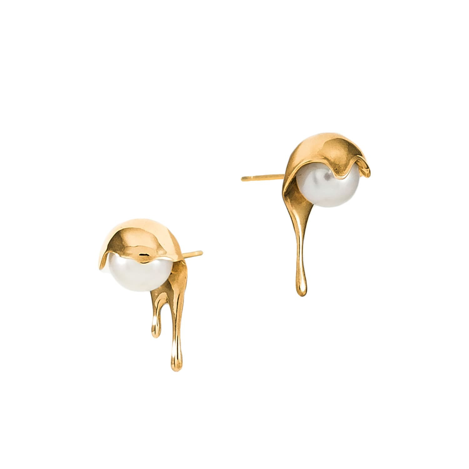 Melting White Pearl Gold Earrings by MARIE JUNE Jewelry | Wolf and Badger (Global excl. US)