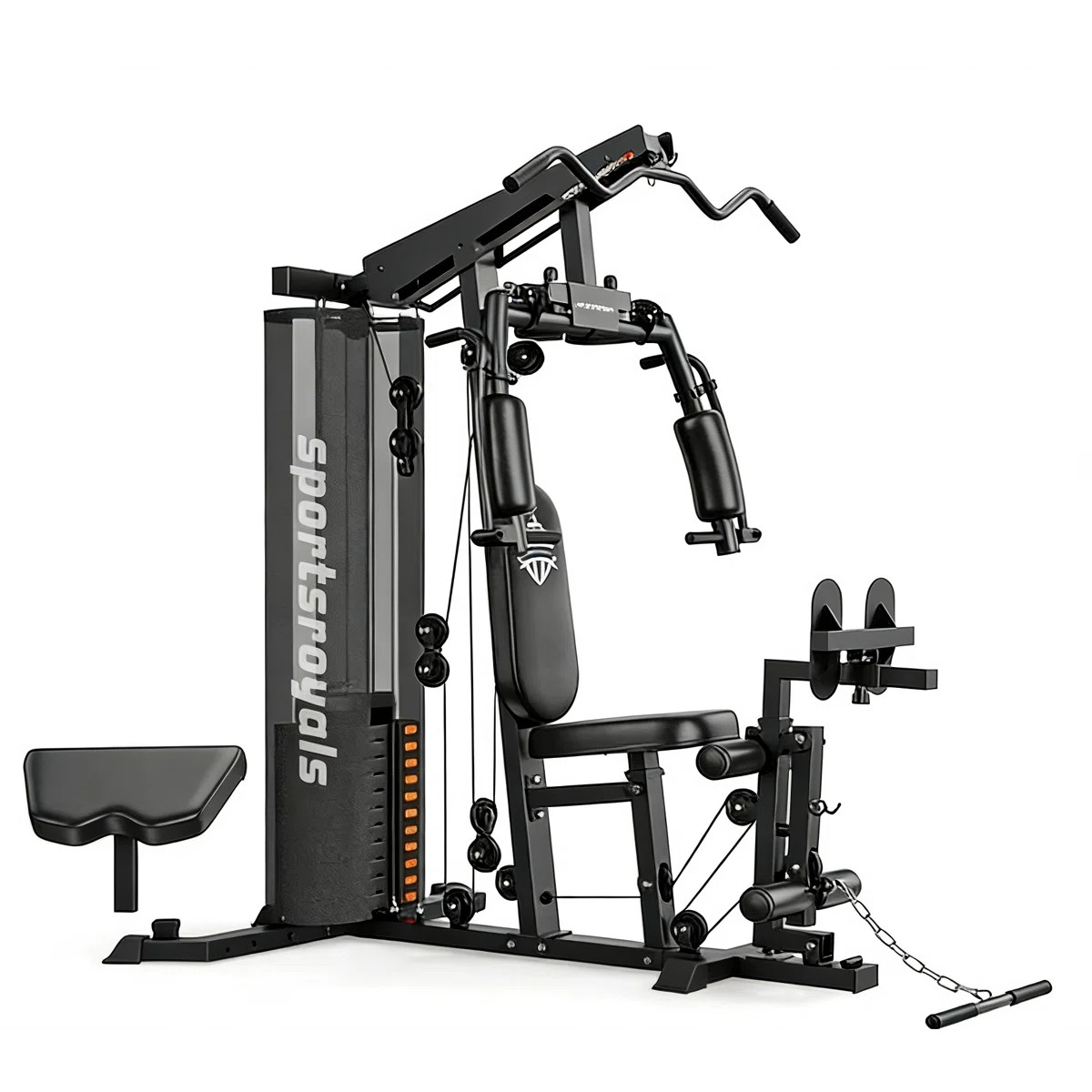 Sportsroyals Pro All-in-one Home Gym Station \u2013 150 Lbs Weight Stack, Leg Press & Pulley Syst... | Wayfair North America