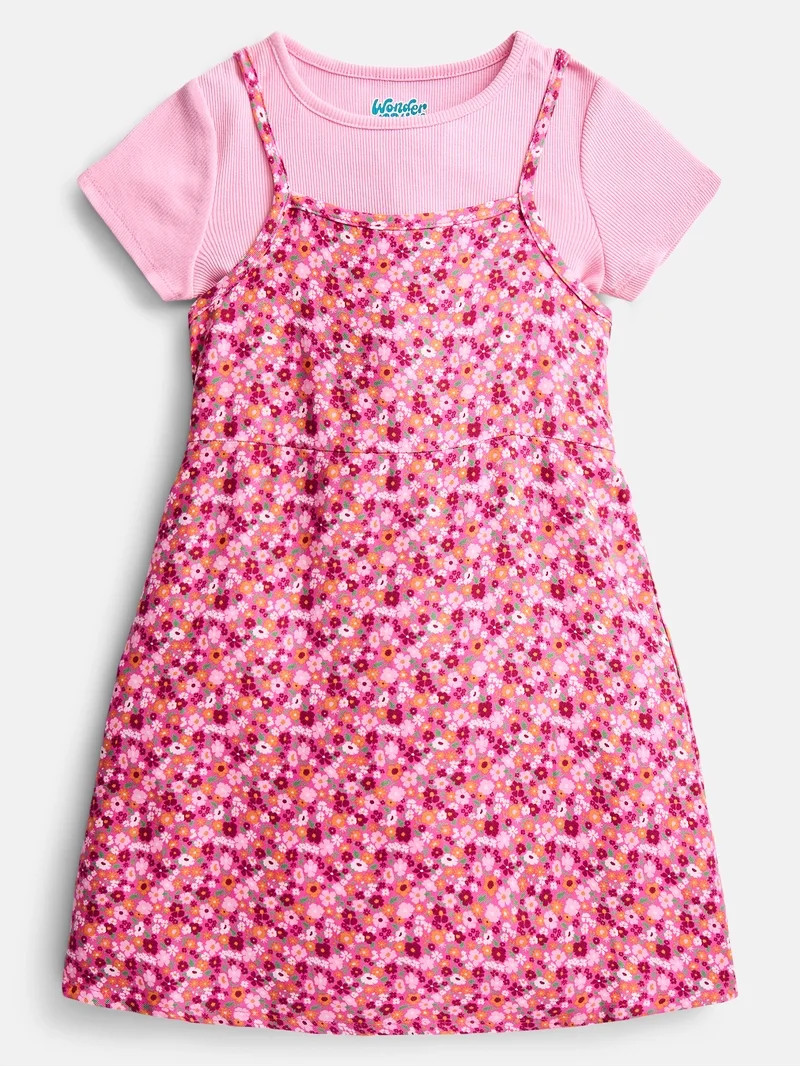 Wonder Nation Girls' Cami Dress and Tee Set, 2-Piece, Sizes 4-18 | Walmart (US)