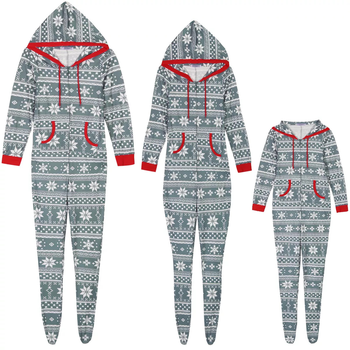 cheibear Christmas Family One Piece Romper PJ's Zipper Jumpsuit Xmas Party Loungewear with Pocket... | Target
