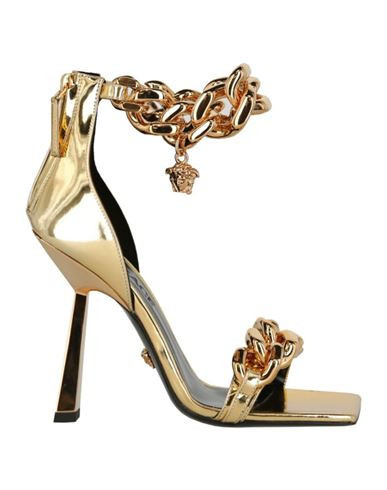Versace Medusa Metallic Chain Sandals Woman Sandals Gold Size 6 Leather | YOOX (US)