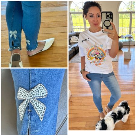The tshirt is for my Disney trip but the jeans - they are just unique and fun! 
Available in light and dark colors! 

#LTKFindsUnder50 #LTKStyleTip
