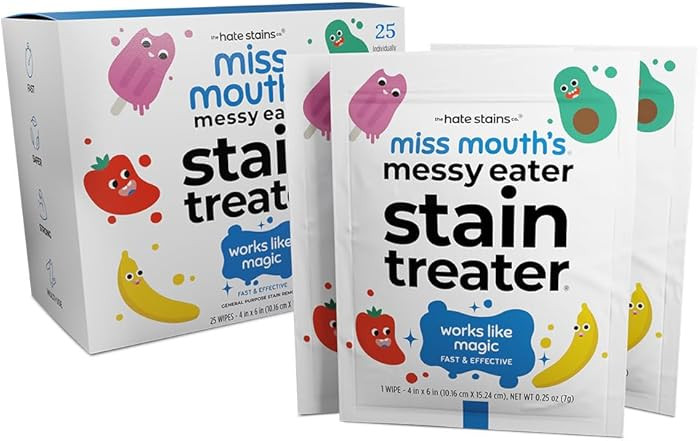 Miss Mouth's Messy Eater Stain Treater Wipes - 25 Pack Stain Remover - Newborn & Baby Essentials ... | Amazon (US)