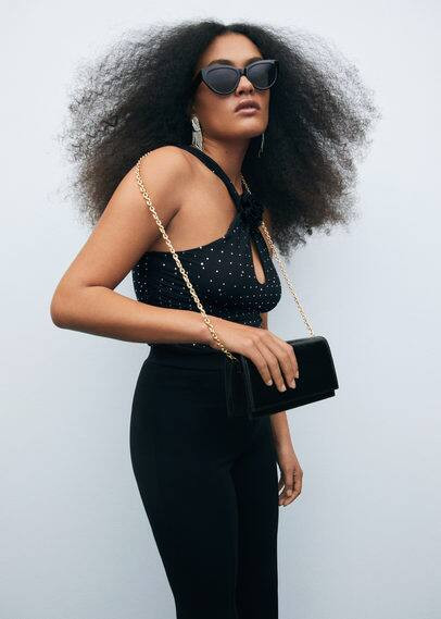 Flap chain bag black - Woman - One size - MANGO | MANGO (UK)
