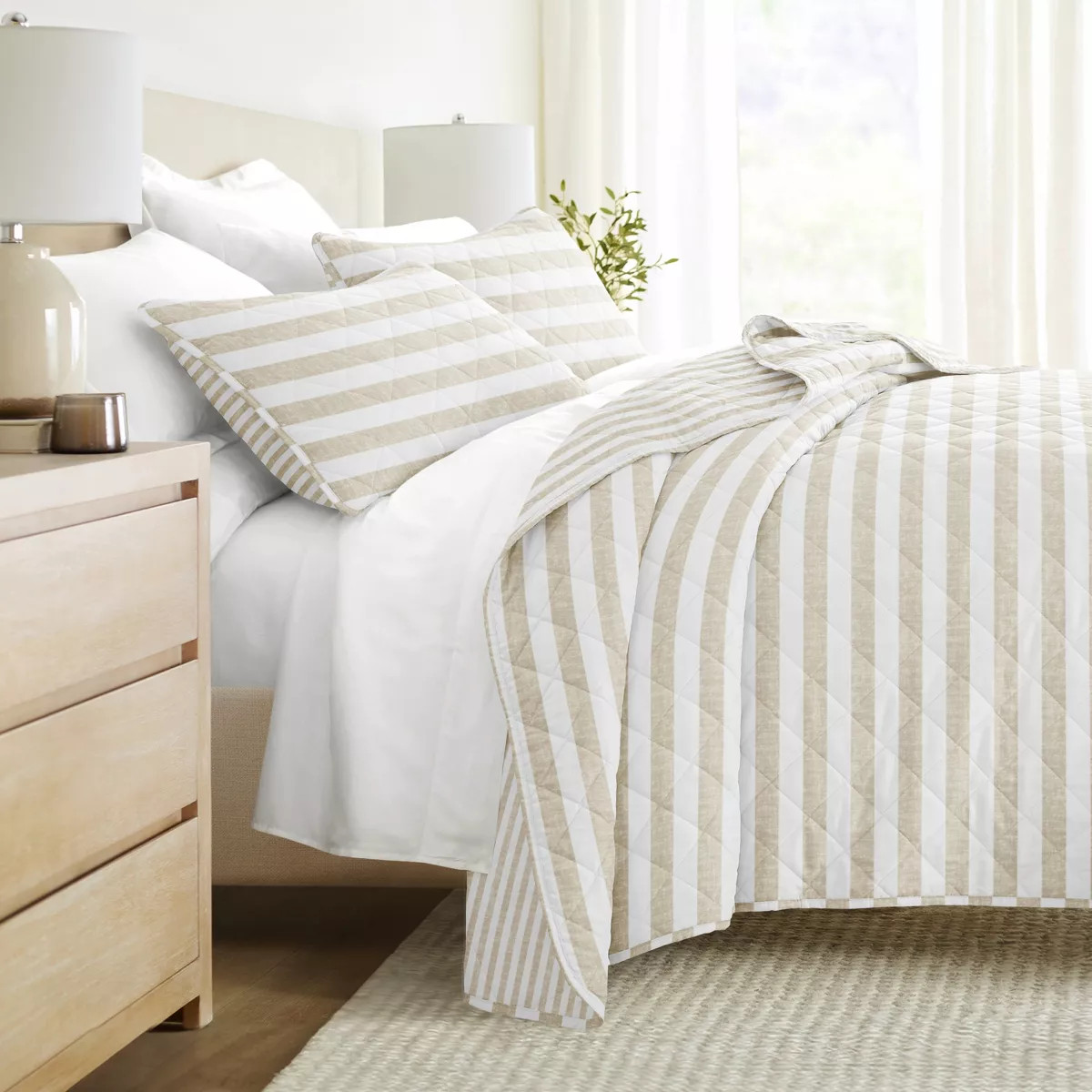 All Season Coverlet Set – Super Soft Quilted Bedding in Classic Stripe Pattern - Becky Cameron | Target