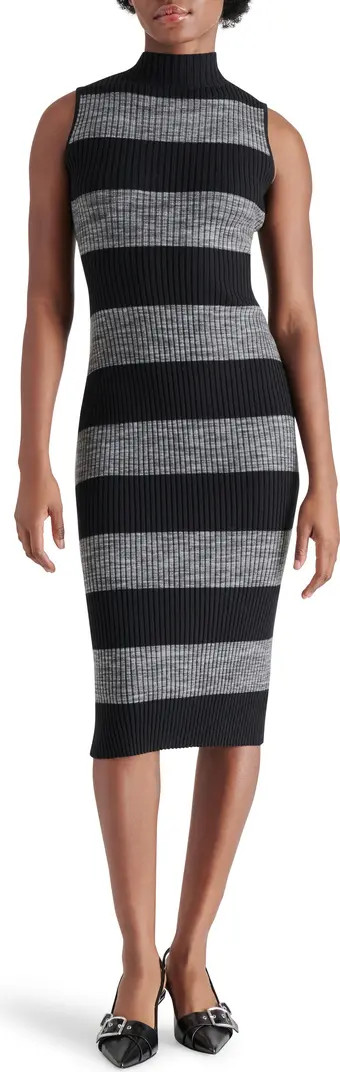 Steve Madden Lynda Stripe Turtleneck Sleeveless Sweater Dress | Nordstrom | Nordstrom