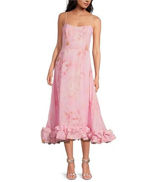 Gianni Bini x Shea Leigh Mills Shea Leigh Sway Blur Print Scoop Neck Crepe A-Line Maxi Dress | Di... | Dillard's