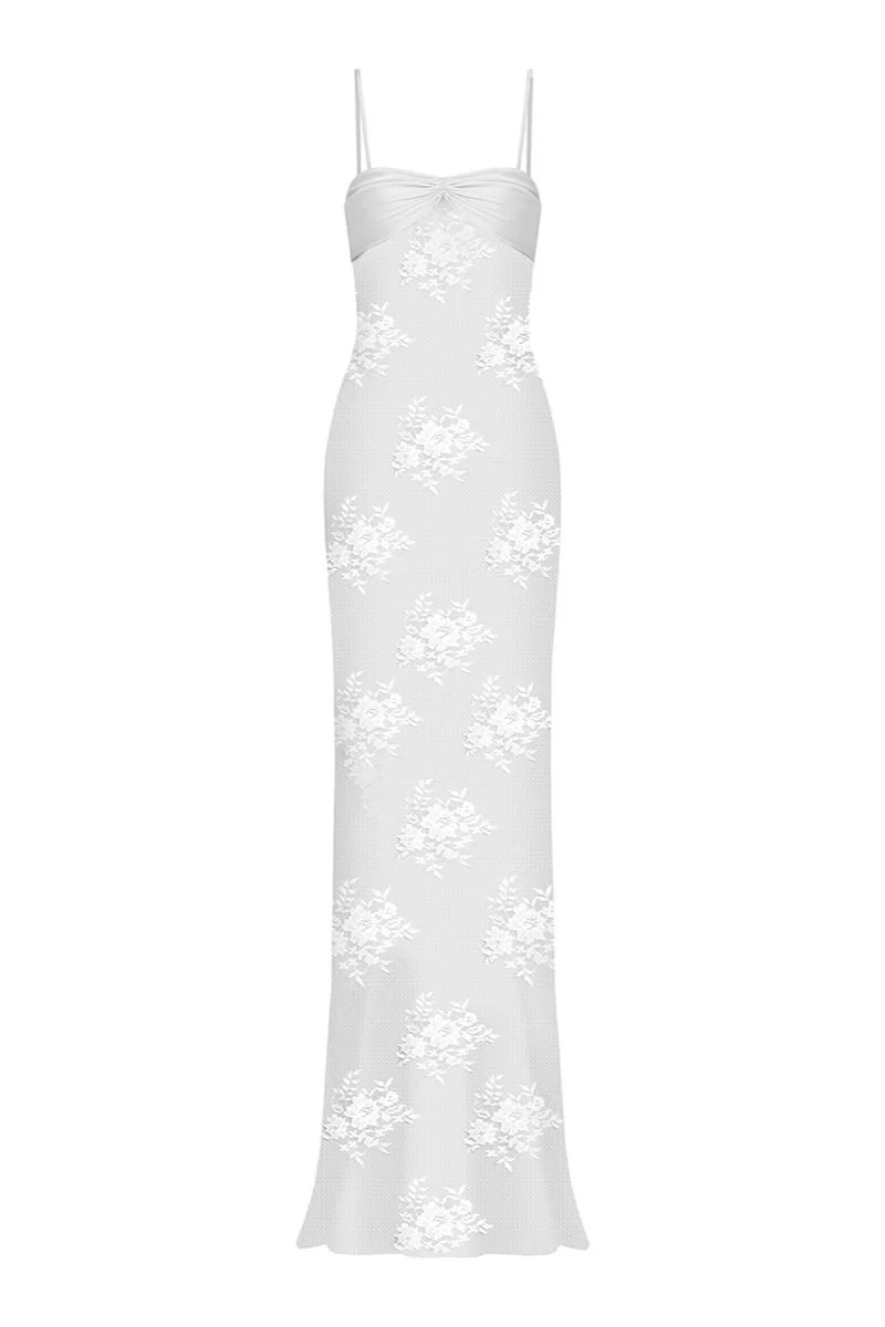 LACE SWAN SLIP MAXI DRESS IN WHITE | Stolen Stores | CULT MIA | CULT MIA UK LTD