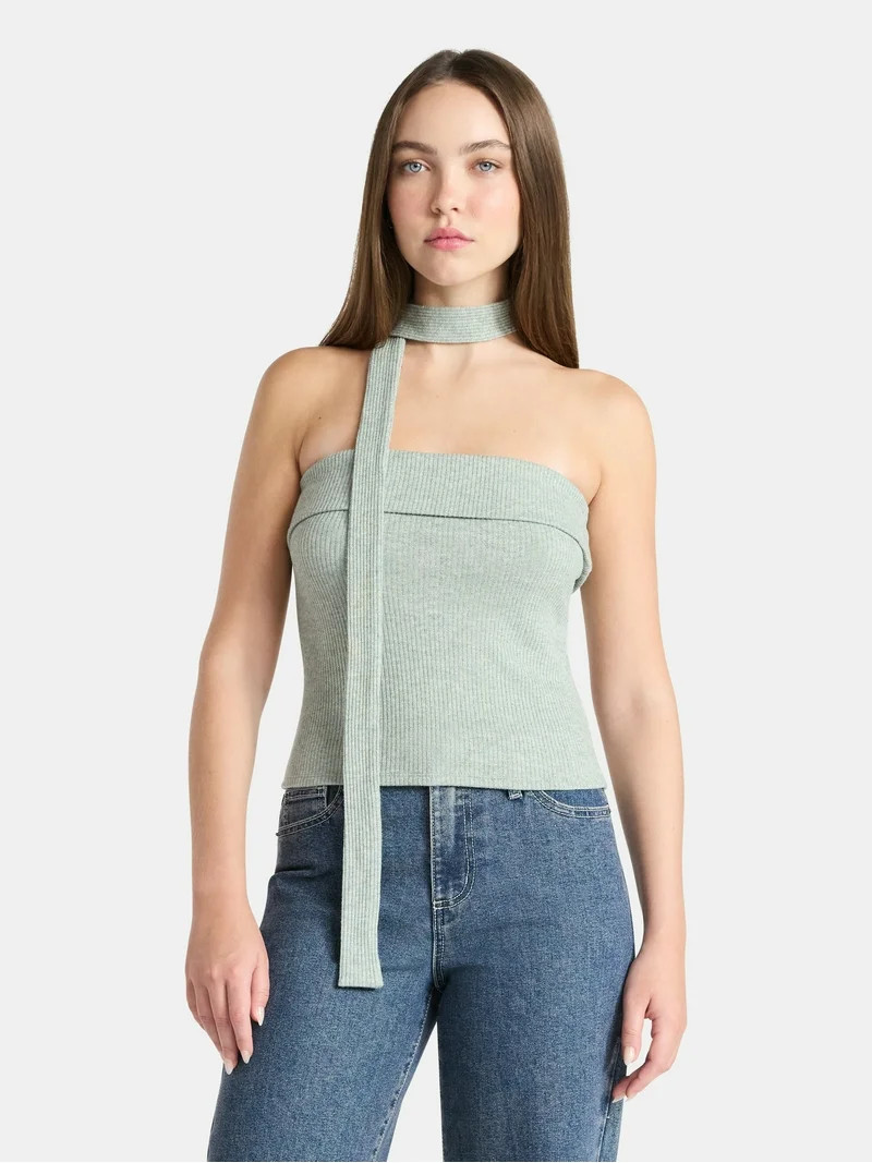 No Boundaries Foldover Tube Top and Scarf Set, 2-Piece, Women's | Walmart (US)
